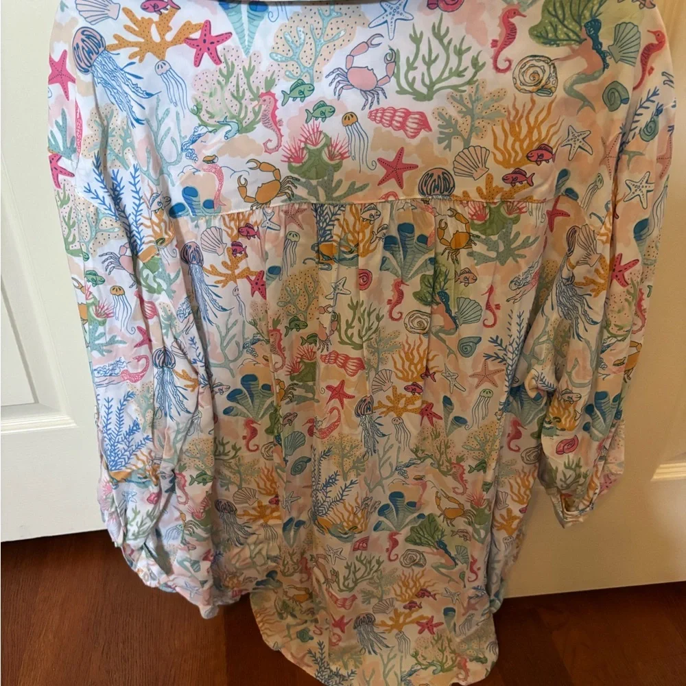 Jane and Delancey Multicolor Sea Life Button-Up Blouse - Picture 2 of 5